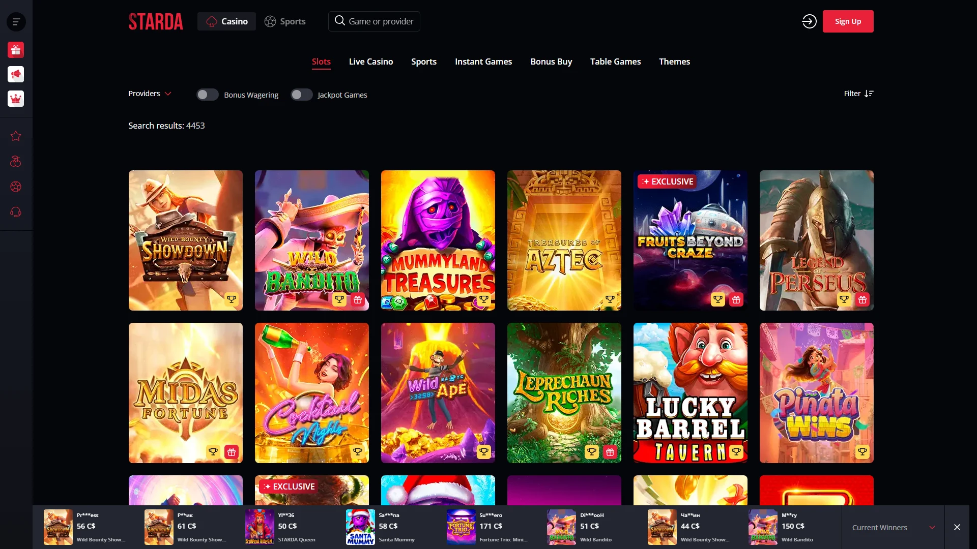 Starda slots and live games